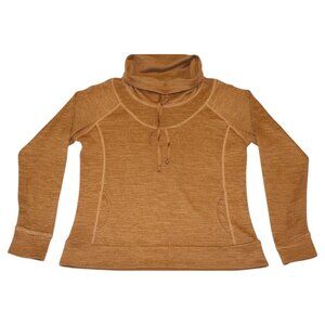Kuhl Merino Wool Cowl Thumbhole Pullover Hoodie Brown Cottagecore